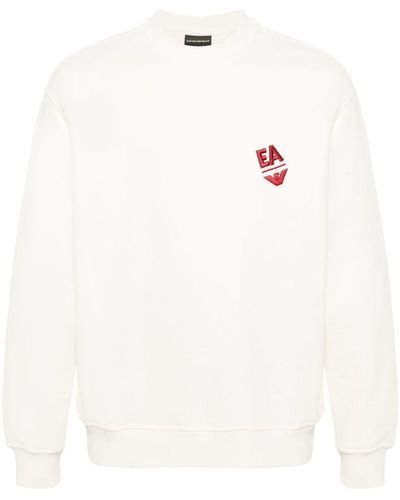 Emporio Armani Logo-embroidered Cotton Sweatshirt - White