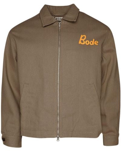 Bode Graphic-print Cotton Bomber Jacket - Brown