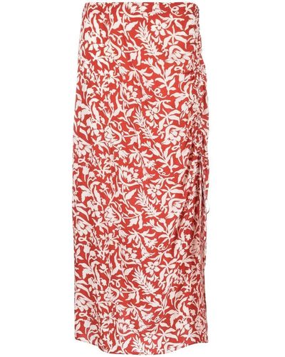 Polo Ralph Lauren Floral Print Midi Skirt - Red