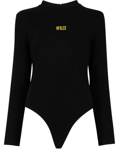 VFiles Logo-tape Long-sleeve Bodysuit - Black