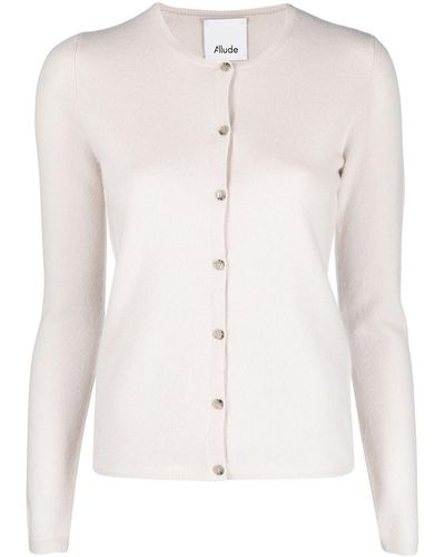 Allude Button-up Cashmere Cardigan - White