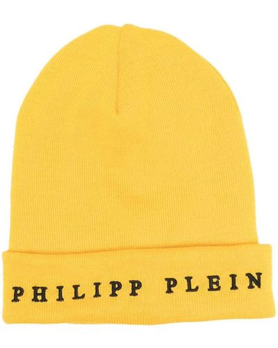Philipp Plein Beanie mit Logo-Stickerei - Gelb