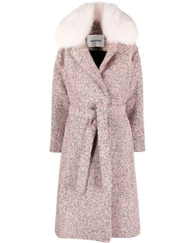 Ava Adore Tied-waist Faux-fur Collar Coat - Pink