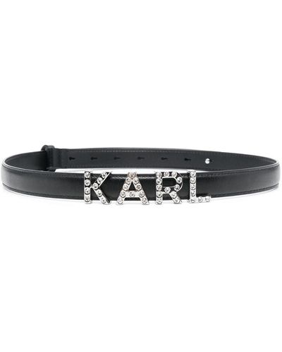 Karl Lagerfeld K/letters Rhinestone-embellished Belt - Black