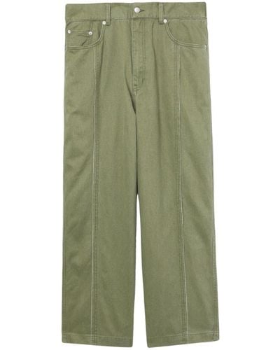 FIVE CM Wide-leg Cotton Trousers - Green