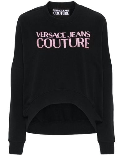 Versace Logo Gummy Glitter Sweatshirts - Black