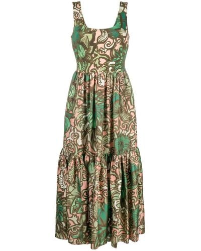 La DoubleJ Capri Floral-print Midi Dress - Green