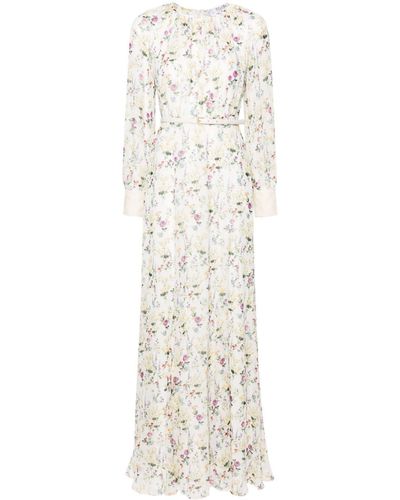 Max Mara Floral-print Silk Maxi Dress - White