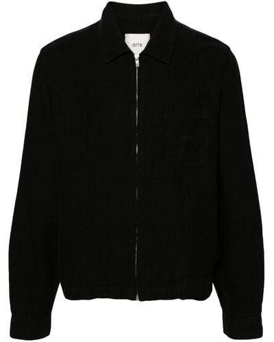 Arte' Jan Linen Shirt Jacket - Black