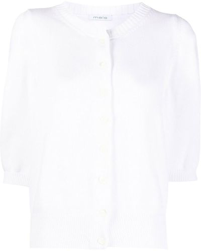 Malo Half-sleeve Cotton Cardigan - White