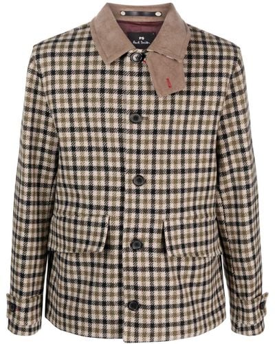PS by Paul Smith Button-down Checked Wool Jacket - Black