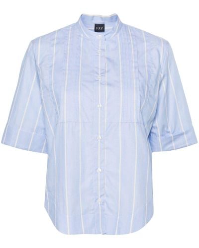 Fay Pintuck-detailed Striped Shirt - Blue