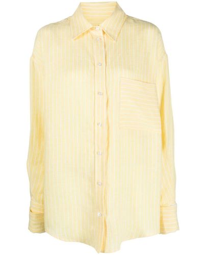Forte Long-sleeve Striped Linen Shirt - Yellow