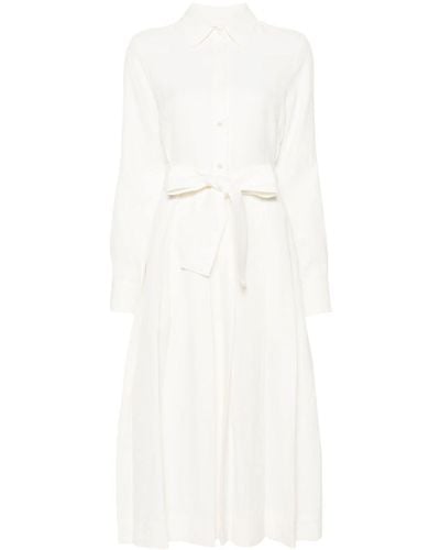 P.A.R.O.S.H. Belted Midi Shirt Dress - White