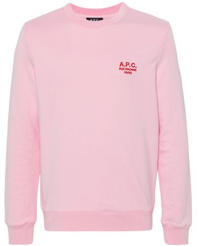 A.P.C. Embroidered-logo Cotton Sweatshirt - Pink