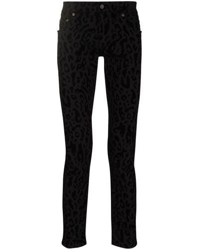 Dolce & Gabbana Leopard Print Slim-fit Jeans - Black