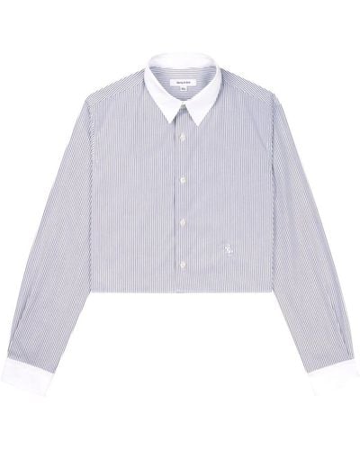Sporty & Rich Striped Croped Cotton Shirt - Wit