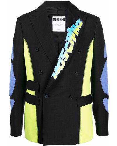 Moschino Double-breasted Colour-block Wool Blazer - Black