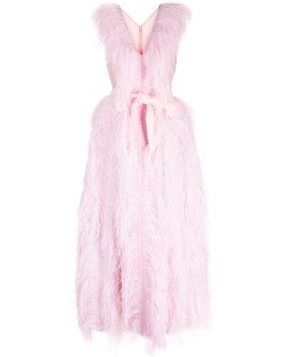 Huishan Zhang Irina Feather-trim Sleeveless Gown - Pink