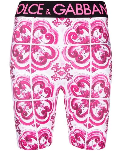 Dolce & Gabbana Majolica-print Cycling Shorts - Pink