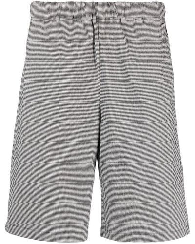 Hevò Gingham-pattern Bermuda Shorts - Grey