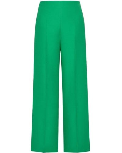 Valentino Garavani Wide-leg Wool-silk Trousers - Green