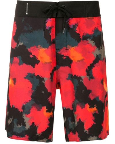 Osklen Bermudas con estampado abstracto y cordones - Rojo