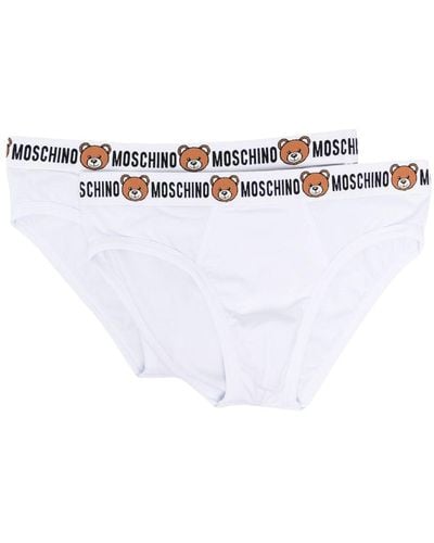 Moschino Logo-waistband Cotton Briefs - White