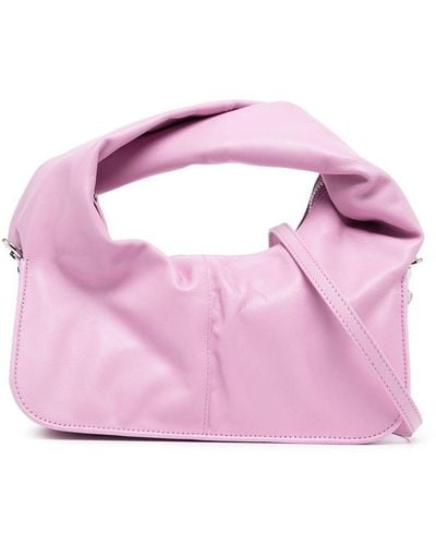 Yuzefi Wonton Twisted Leather Crossbody Bag - Pink