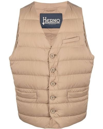 Herno Buttoned Padded Gilet - Natural