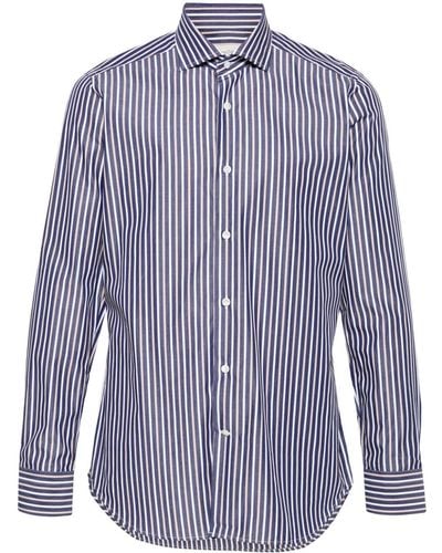 Tintoria Mattei 954 Striped Cotton Shirt - Blue