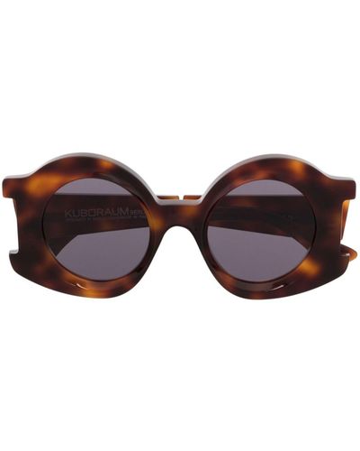 Kuboraum R4 Sonnenbrille mit rundem Gestell - Braun