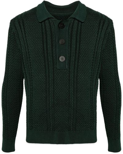 Jacquemus Cable-knit Polo Sweater - Green