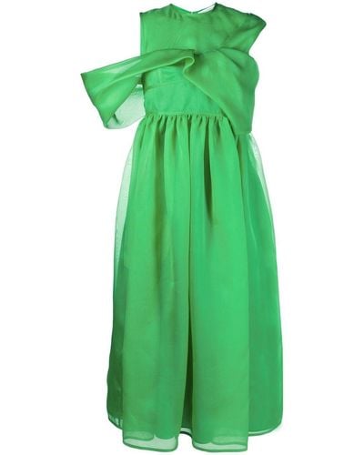 Cecilie Bahnsen Sidney Asymmetric Midi Dress - Green