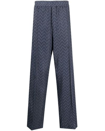 Missoni Zigzag Crochet-knit Trousers - Blue