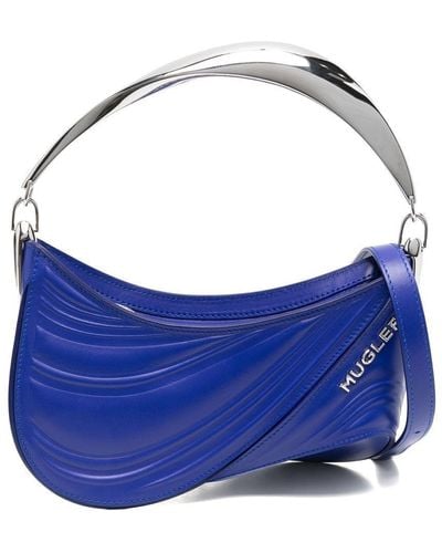 Mugler Petit sac cabas embossé Spiral Curve 01 - Bleu