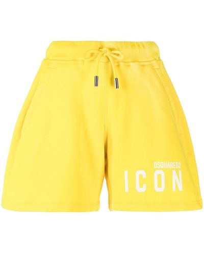 DSquared² Pantalones cortos de chándal con logo estampado - Amarillo