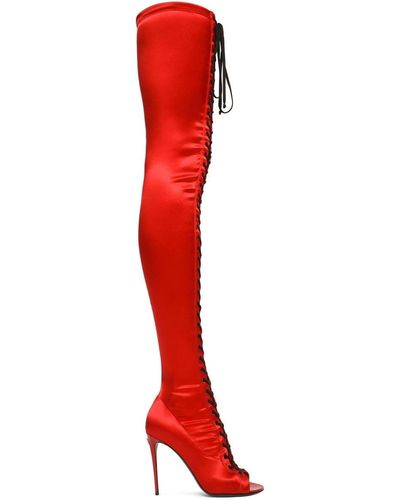 Dolce & Gabbana Lace-up Thigh-high Boots - Red