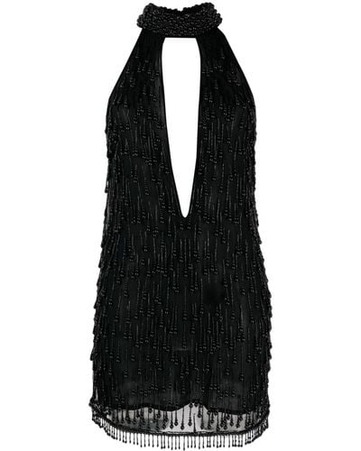 Elisabetta Franchi Embroidered Tulle Minidress - Black