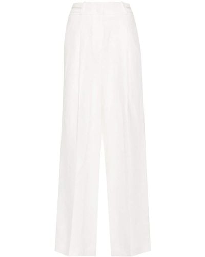 Peserico Bead-detail Linen Trousers - White