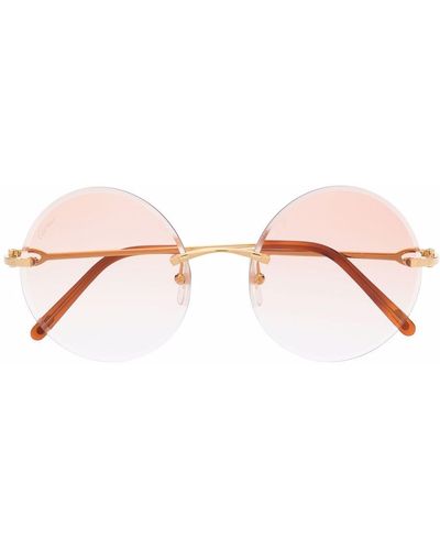 Cartier Gafas de sol C Décor con montura redonda - Rosa