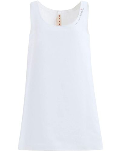 Marni Vestido corto con logo bordado - Blanco