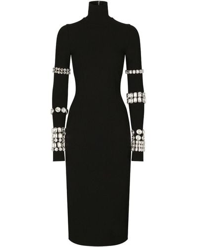 Dolce & Gabbana Kim Midi-jurk Verfraaid Met Kralen - Zwart