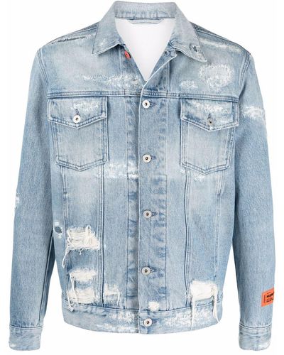 Heron Preston Jeansjacke im Distressed-Look - Blau