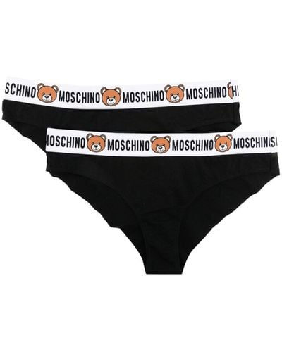 Moschino Pack de 2 bragas con logo Teddy Bear en la cinturilla - Negro