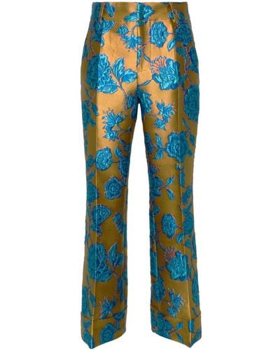 La DoubleJ Hendrix Jacquard Tailored Trousers - Blue