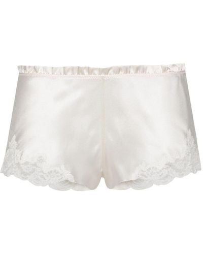 Carine Gilson Lace-trim Silk Mini Shorts - White