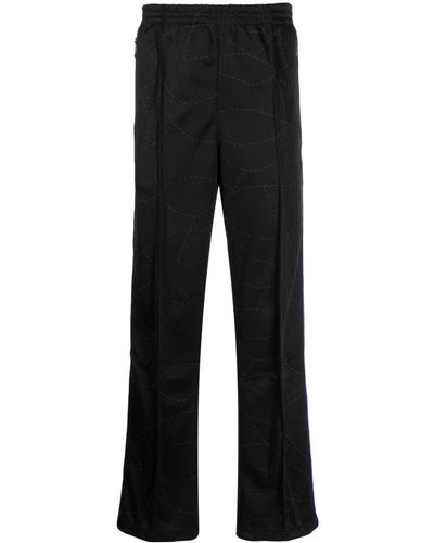 Needles Pantalones rectos con logo bordado - Negro
