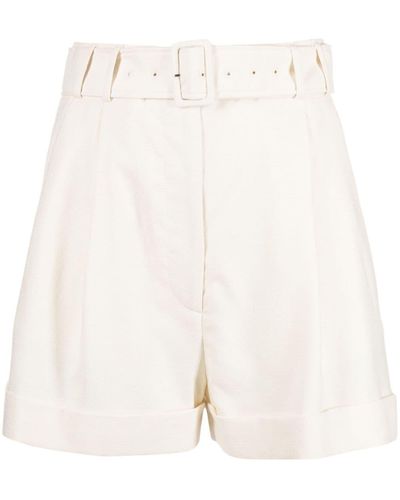 Lardini Pantalones cortos con pinzas y cinturón - Blanco