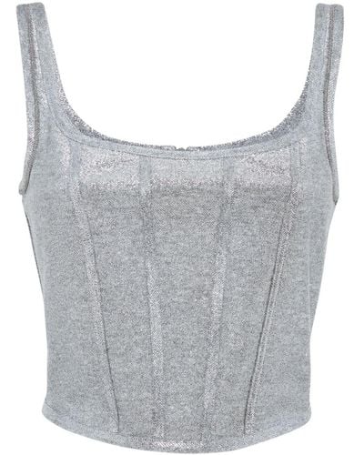 Brunello Cucinelli Corset Jersey Cropped Top - Grey